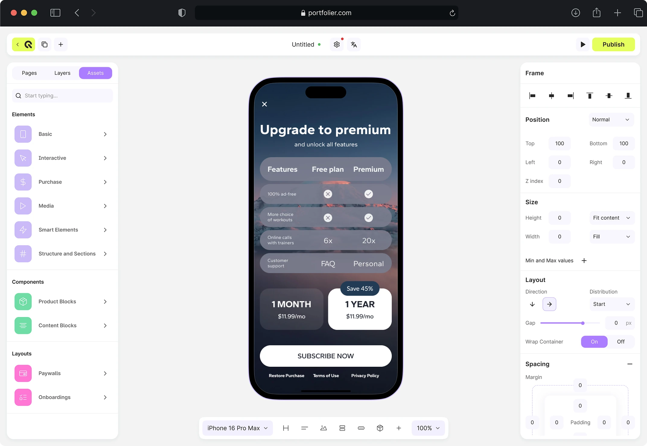 The No-Code Builder case cover: the Qonversion paywall editor.